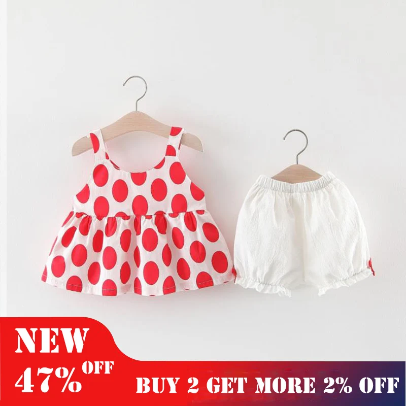 

Children Clothes Sets Baby Outfits Kids Dress Wear New Girls Clothing Sets Summer Sleeveless Print Vest + Shorts 24M Tracksuit