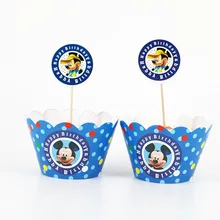 24 шт. Милая мышь кекс обертки для пирожных Toppers Беби Шауэр детский Декорации для вечеринки на день рождения поставки