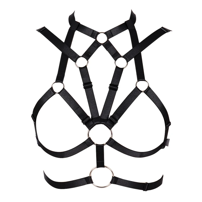 MLCO0001-BLACK Красный Strappy Бандаж Бюстгальтер жгут в готическом стиле и стиле панк модная подвязка Ремни Эластичный регулируемый нижнее белье женские подтяжки чулки клуб рейв - Цвет: MLCO0001-BLACK
