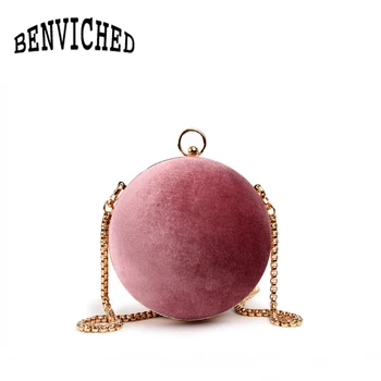 

BENVICHED Fashion Velour Circular Women Bags Crossbody Bag Viantage Ladies Shoulder Bags Mini Ring Handbags R146