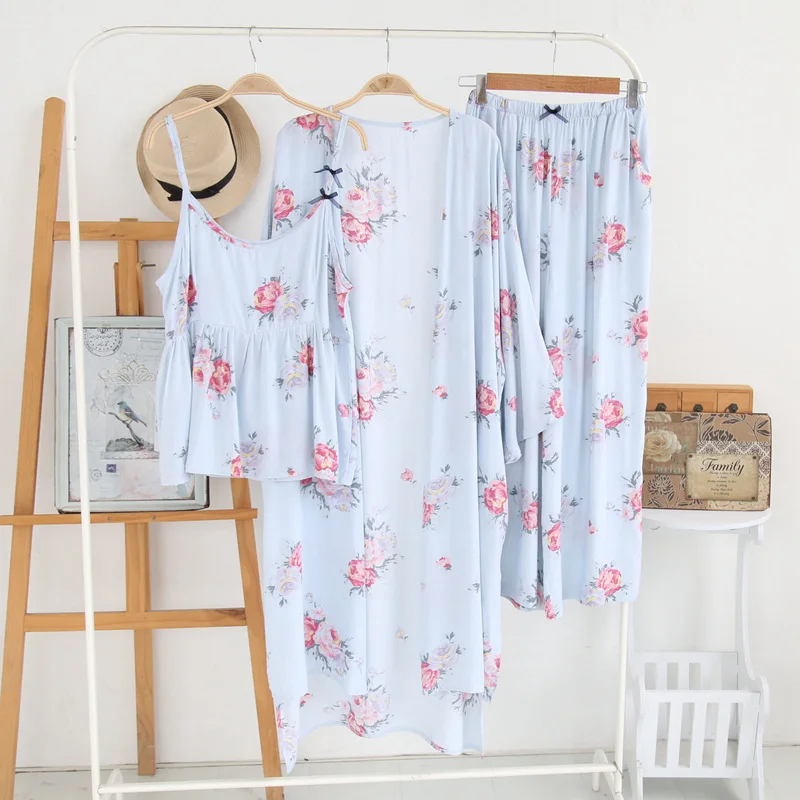 women spring summer rayon sleepwear sets (2)
