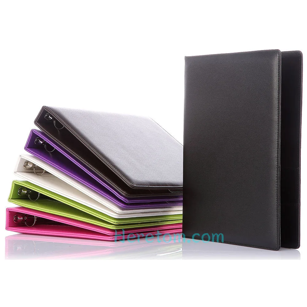 Fashion Durable Leather A4/A5/A6 Files Folder Cover Metal Ring Binders