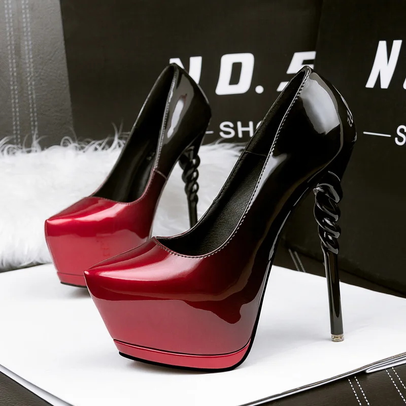 

sexy super high heels, thin shoes, and shallow sharp pointed waterproofing platforms are gradually changing colour.