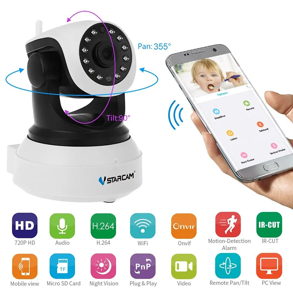 HD домашняя камера Draadloze 720 P Beveiliging IP наблюдения WiFi CCTV панорамирование/наклон Nachtzicht