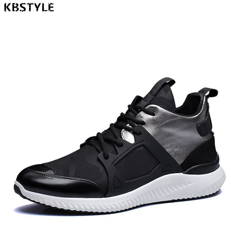 

High Quality Men Casual Shoes 2017 Fashion High Top Men's Casual Shoes Breathable Plus Velvet Casual Man Lace Up Shoes Black