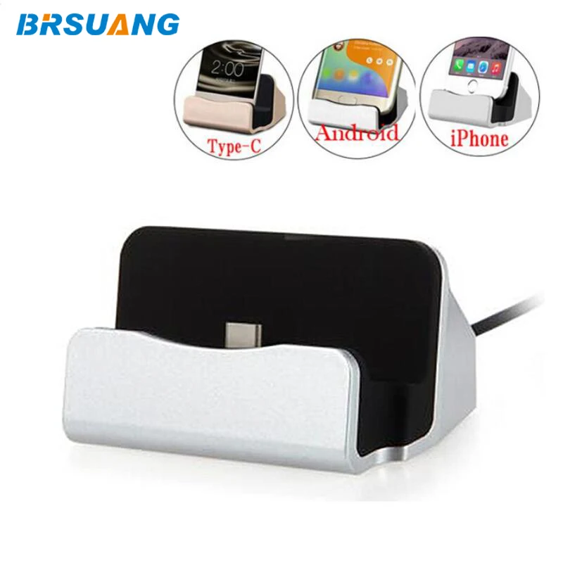 BRSUANG Micro type-C USB синхронизация данных быстрое зарядное устройство док-станция Мобильный телефон Расширение Док-станция для iPhone samsung huawei Nokia LG и т. Д