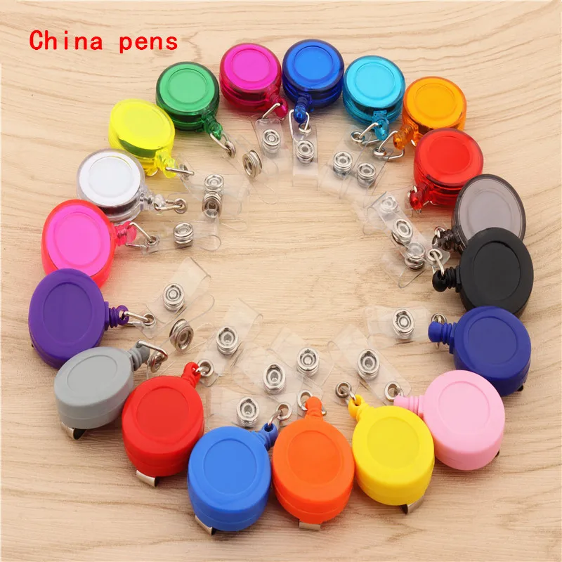 

20 colors Retractable Pull Badge ID Lanyard Name Tag Card Badge Holder Reels Key Ring Chain Clips School student office