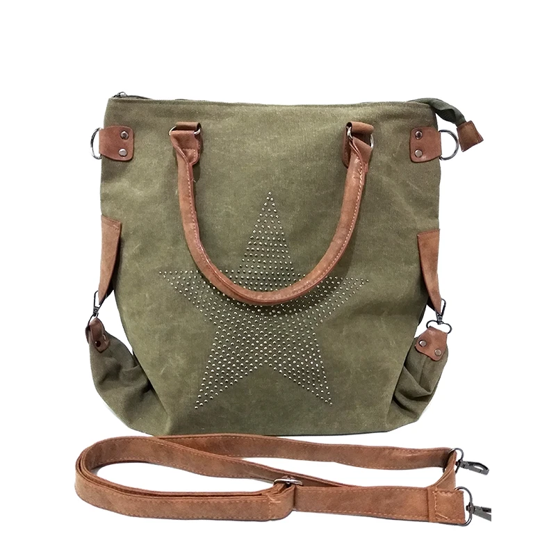 Meloke 2018 high quality diamond star canvas shoulder bags fashion leather handel multifunctional bags large size bags Meloke 2018 high quality diamond star canvas shoulder bags fashion leather handel multifunctional bags large size bags