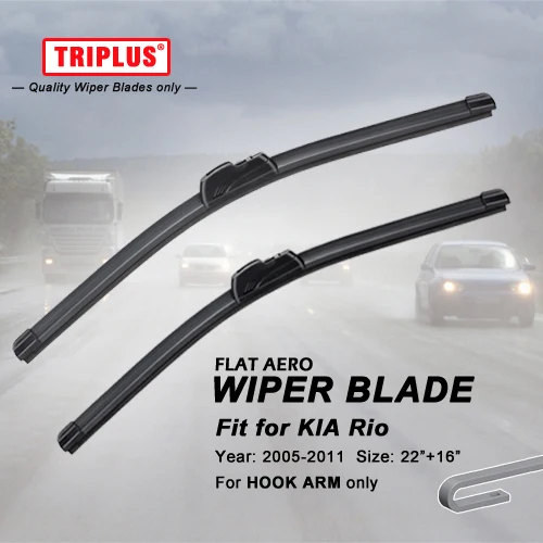 Wiper Blade For Kia Rio (20052011) 1set 22"+16", Flat Aero Beam