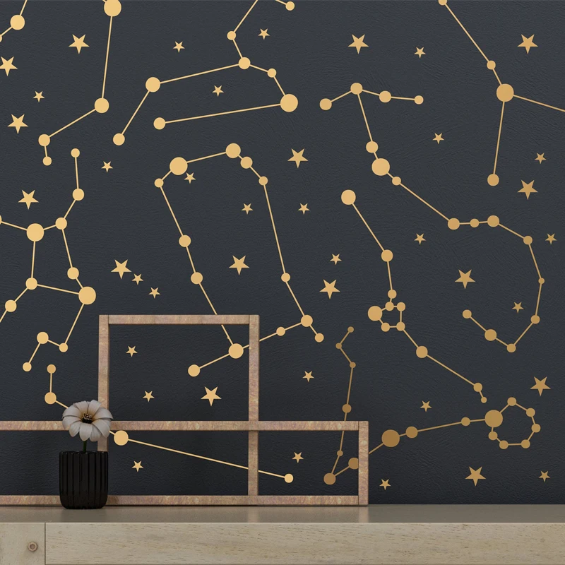 Зодиакальные созвездия стены виниловые наклейки-звезды для спальни мальчика скандинавские украшения детской комнаты DIY стикер NR43