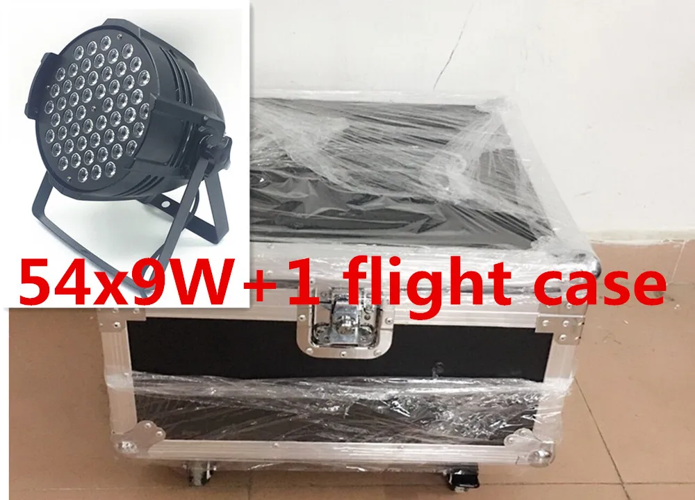 

4pcs 54x9W + Flight caso luce par del LED rgb 3in1 led par luce DMX etapa luces