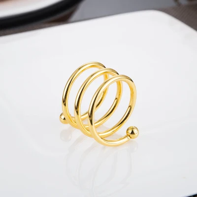 Металлическое кольцо для салфеток Кольца золотого и серебряного цвета для украшения стола столовые кольца для салфеток металла блестящего цвета - Цвет: HP-038