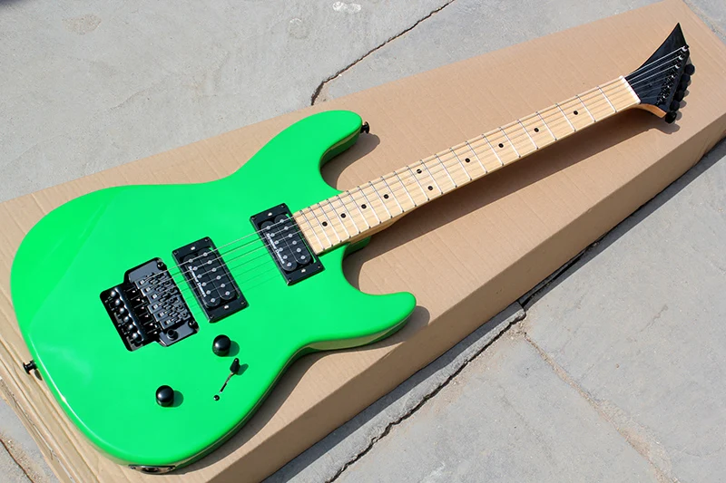

Factory custom green body tremolo bridge electric guitar with HH pickups,black hardware,can be customized