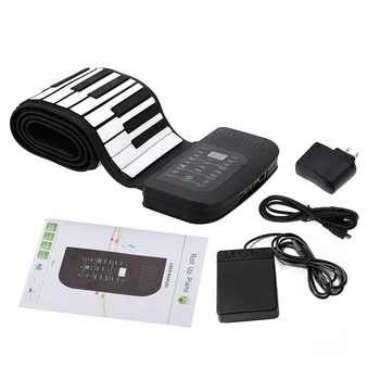 

Portable 88 Keys Keyboard Piano Silicone Flexible Roll Up Piano Foldable Keyboard Hand-rolling Piano with Battery Sustain Pedal