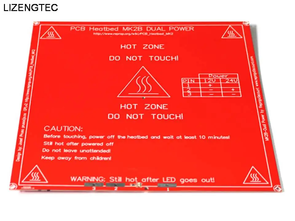 

Free shipping LIZENGTEC MK2B Double Power 214*214mm Heatbed FR4 PCB Reprap Heat Sensitive Resistor LED 3D Printer Part