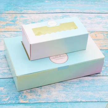

50 Pcs Gift Paper Box With Window Birthday Wedding Party Kraft Paper Box Packaging Candy Cookies Cup Cake Gift Boxes Cardboard