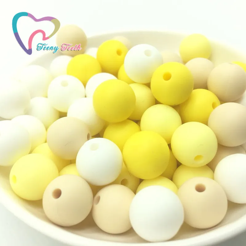 

Teeny Teeth 50PCS Yellow Series Colors Combo Silicone Round Dia 12-15 MM Loose Beads,Silicone Combo Teething Round Loose Beads