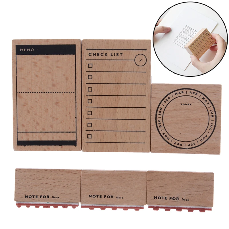 

Diary Wood Custom Rubber Stamps Scrapbooking Background Stamp for Memo Task Check Record Keep DIY Handmade Scrapbook Photo Album