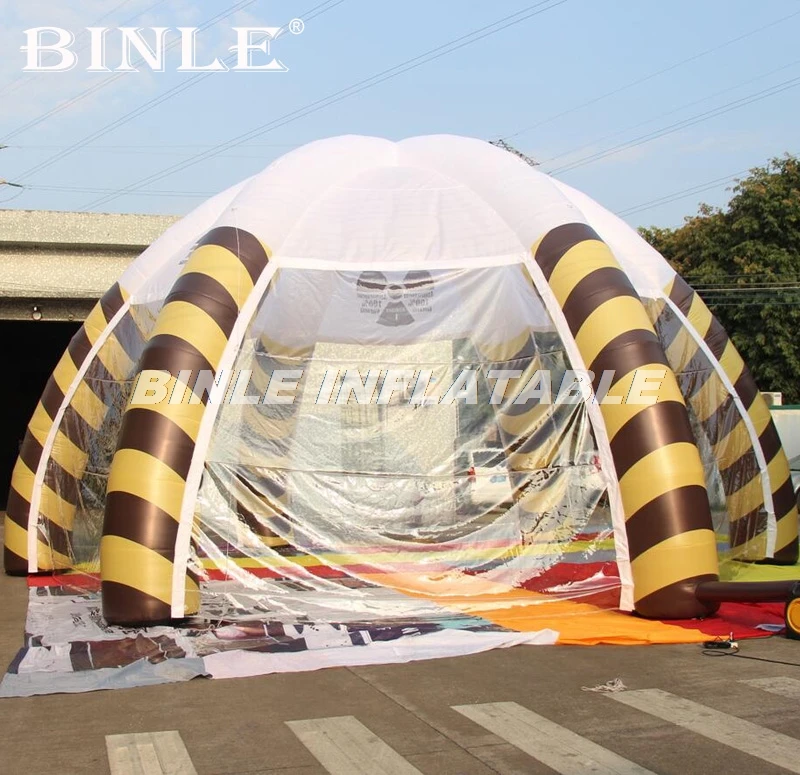 

Customized 11m led lighting 6legs durable advertising outdoor inflatable spider dome tent with clear panels for events