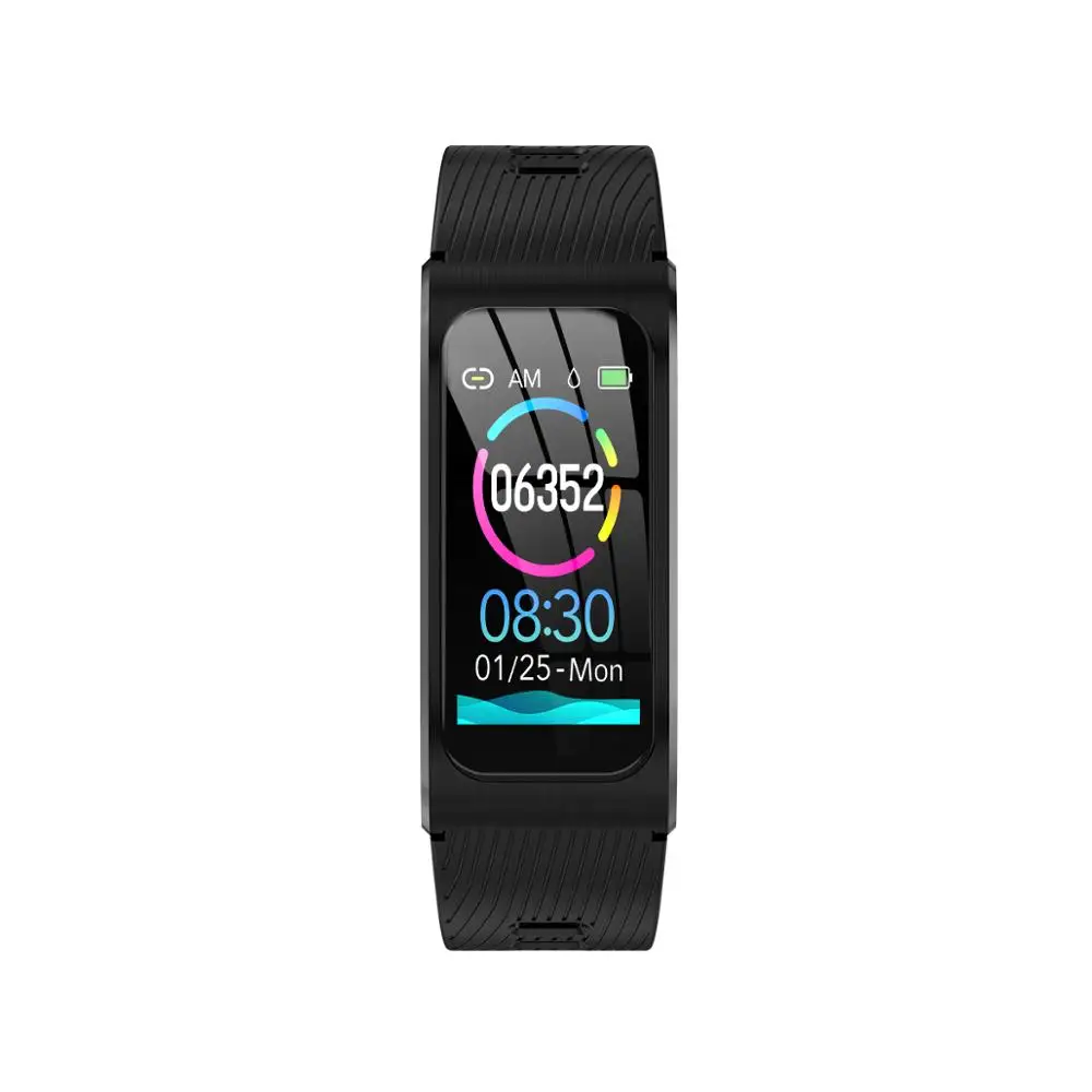 Vorke VK7 Смарт-часы 1,14 дюймов сенсорный экран IP68 фитнес-трекер измерение кровяного давления смарт-браслет для Android и IOS - Цвет: black silicone