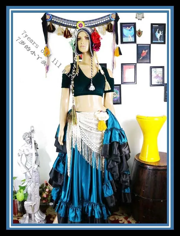 

velvet Fat Chance Tribal Choli belly dance costume drop short sleeve top FB70