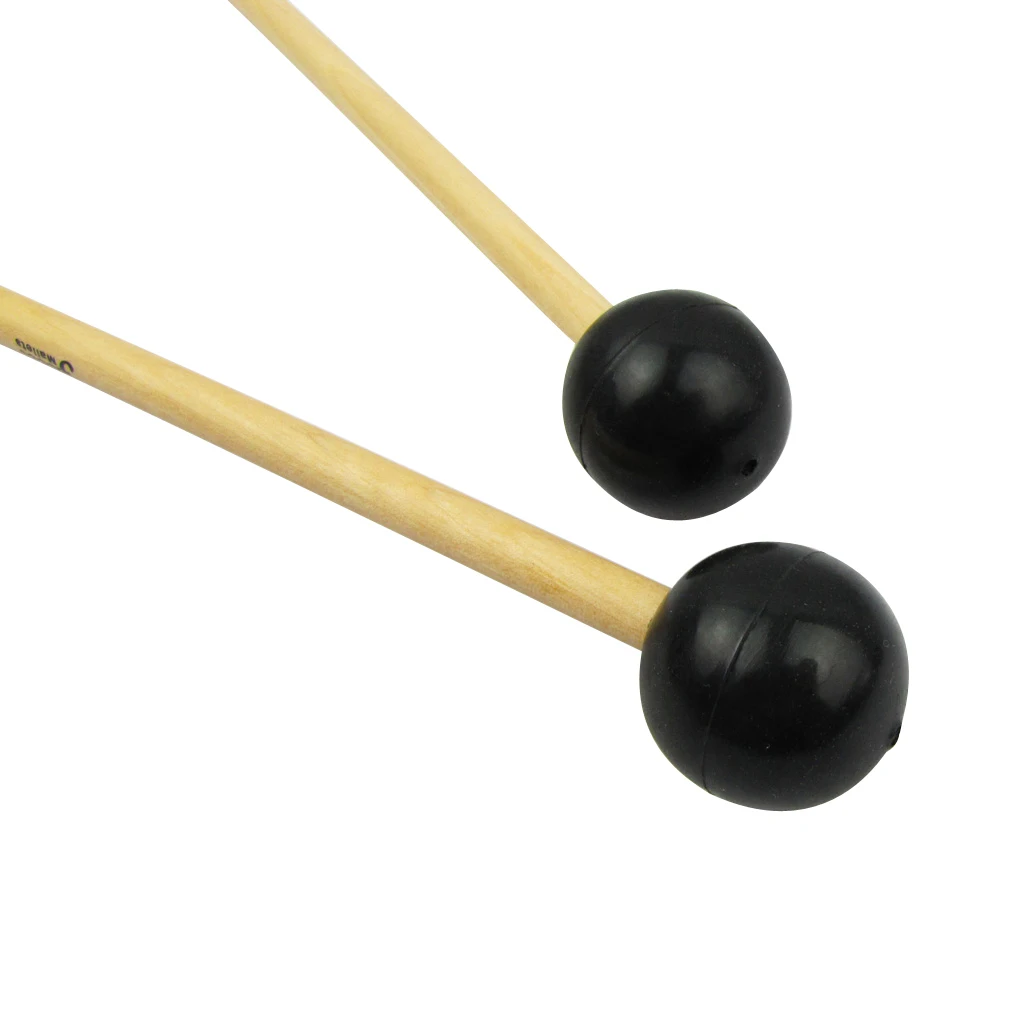 1 Pair Rubber Mallet Percussion Xyloph Bell Mallets Glockenspiel sticks  Mallet with Wooden Handle Rubber Mallet Percussion Instrument Black