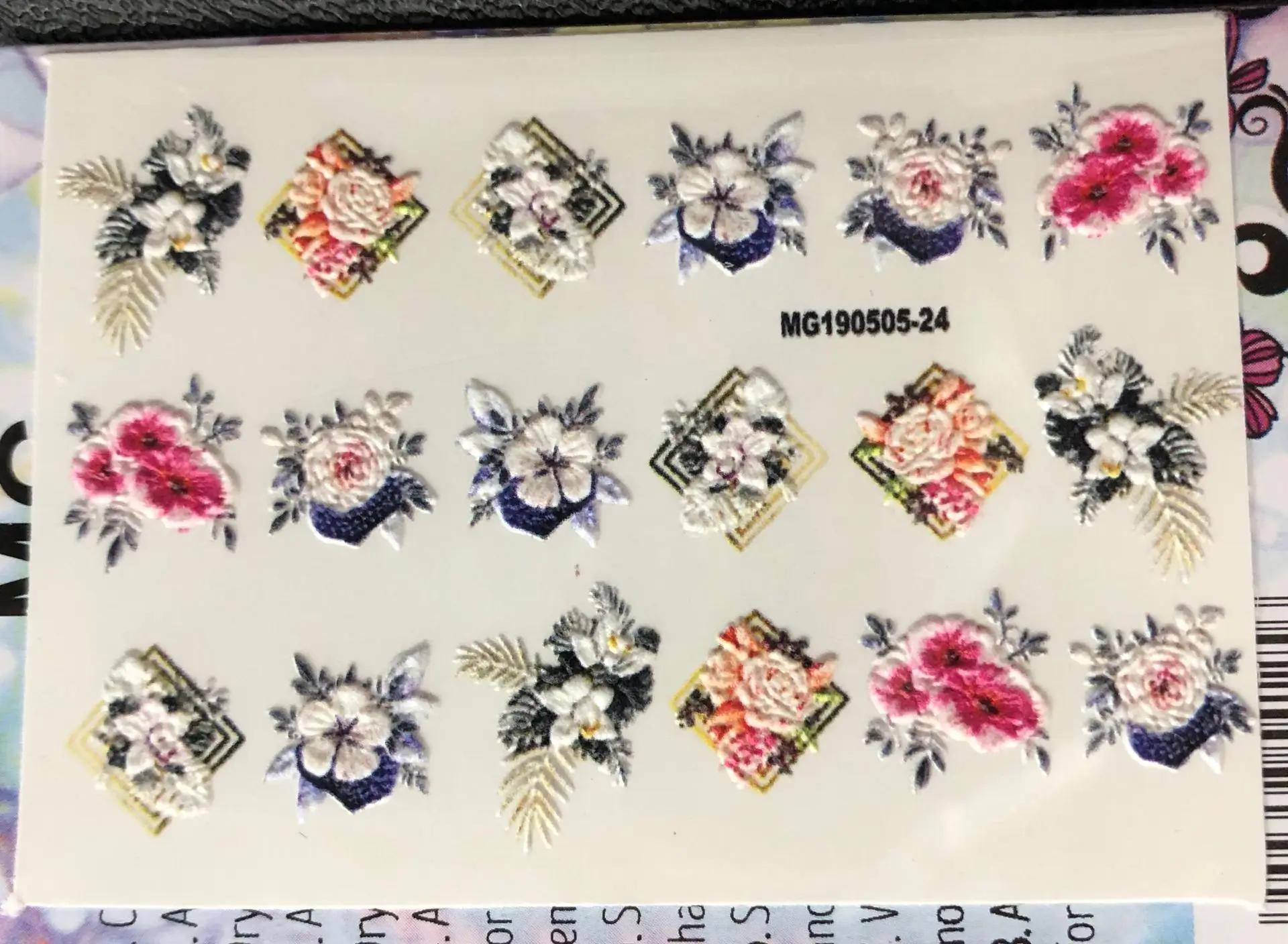 

1pc 3D Rose flower Nail Sticker Embossed Flower Nail Water Decals Empaistic Nail Water Slide Decals Fashion Nails#3D0020