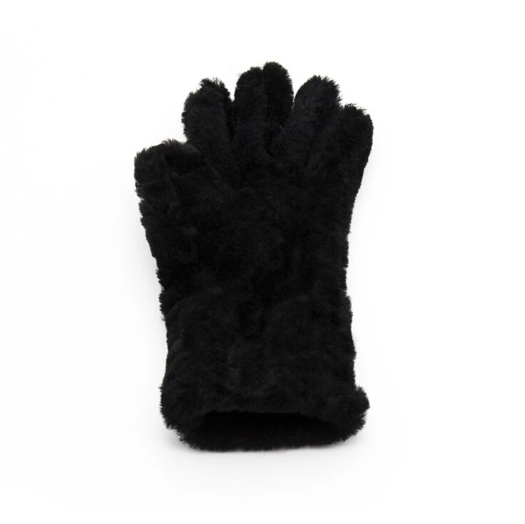 New 2018 Winter Warm Real Leather Sheepskin Fur Gloves for Women Outdoor Thick Mittens Ladies Elegant Wool Gloves Manual Black