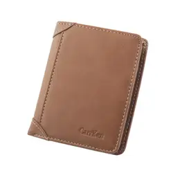 Мужской винтажный однотонный деловой кошелек для отдыха мужской тонкий кожаный мини-кошелек Кредитная карта Trifold кошелек для монет # ZS