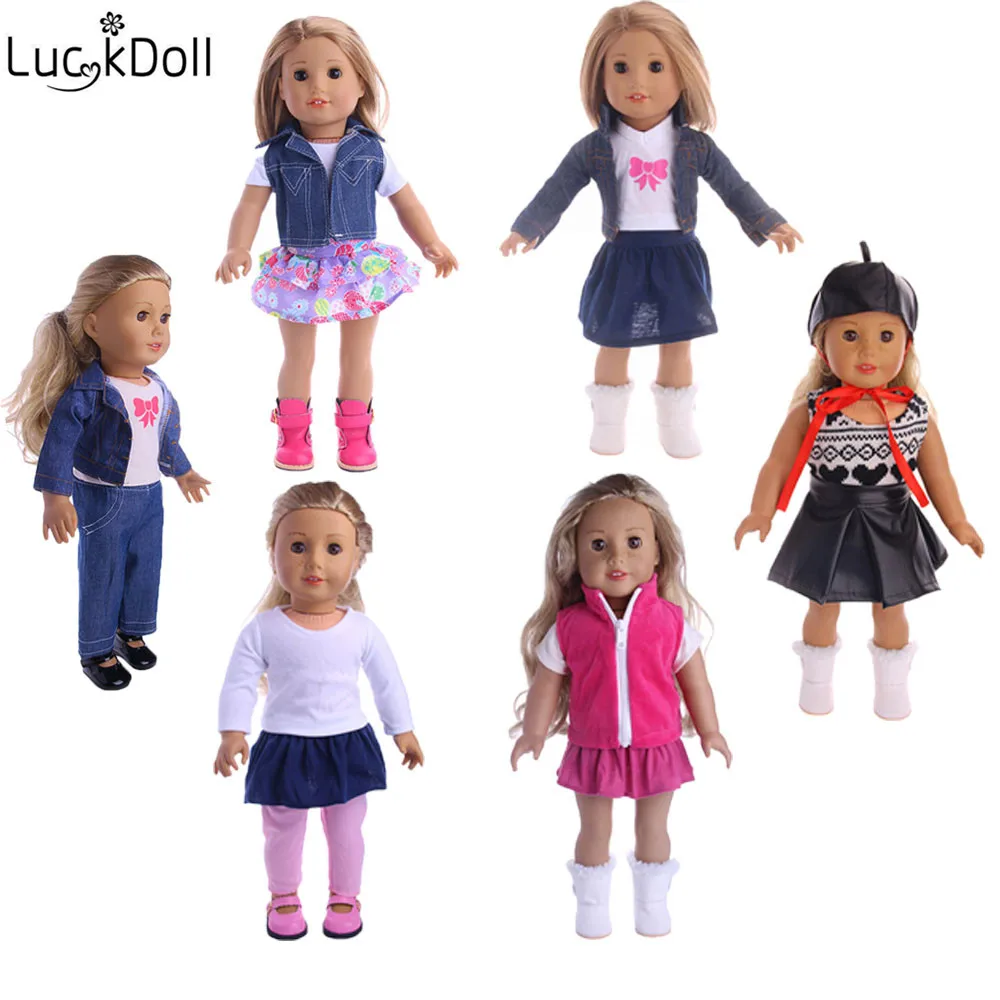 LUCKYDOLLL Модный комплект из 3 предметов подходит для 18 дюймов Американский 43 см Детские аксессуары для кукол, игрушки для девочек, поколение, подарок на день рождения