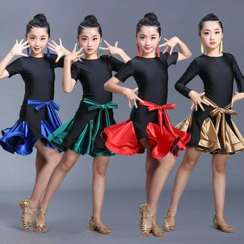 

Girls Sexy Latin Dance Dress for Compeition Children Modern Ballroom Dance Dress Tango chacha Dance Dress Dancewaer Outfits