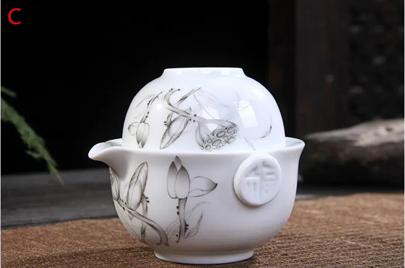 CJ226 чайный набор включает 1 чайник 1 чашку элегантный gaiwan красивый и легкий чайник синий и белый фарфоровый чайник