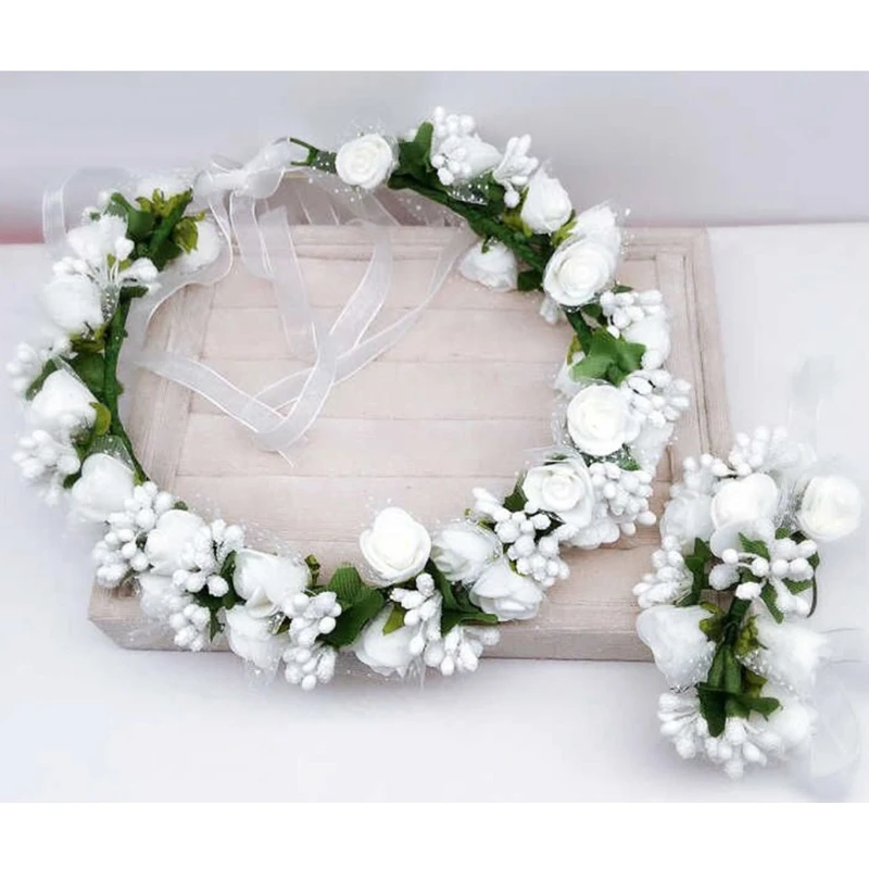 Бохо цветок цветочные повязки венок-Корона Свадьба наручные праздничные Вечерние