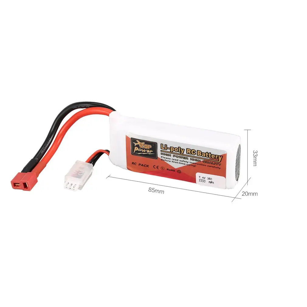 ZOP мощность 7,4 V 2200mAh 35C 2S 2S1P Lipo батарея T разъем перезаряжаемая для RC гоночный Дрон вертолет Мультикоптер модель автомобиля