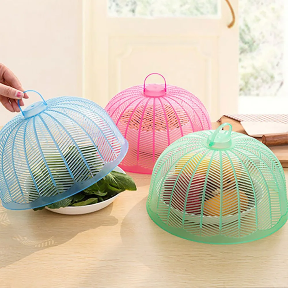 

1PC Round Food Cover Green Plastic Dish Table Cover Kitchen Fly-Proof Umbrella Dish Food Cover Kitchen Supplies