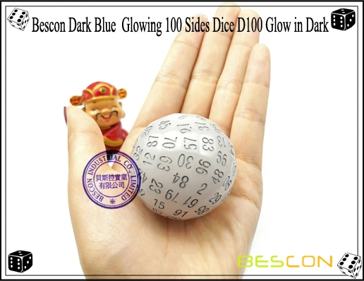 Bescon Dark Blue  Glowing 100 Sides Dice D100 Glow in Dark-6