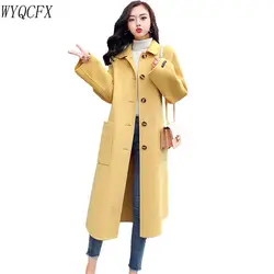 Осень-зима Для женщин кашемировая шерсть куртка новая одежда с длинным рукавом Свободные повседневные пальто женские корейский