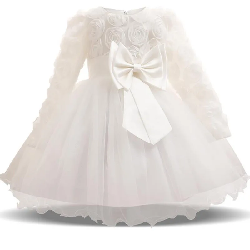 

Baby Girls Little White Dress Newborn Infant Clothes Christening Gowns Rose Flower Princess Skirt Bebe Outfit for Birthday Party