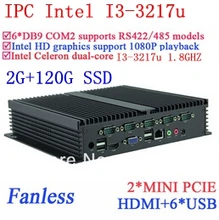 Intel I3 IPC Mini pcs Gigabit Ethernet NM70 6 USB 6 COM 2G RAM 120G SSD WIN7 WIN8 LINUX free drive NAS Free 7 24 hours