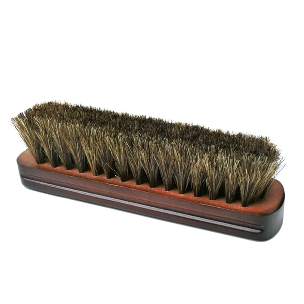 1Pc Horsehair Shoe Brush Shine Brushes scraping tool with Horse Hair Bristles for Boots Shoes & Other Leather Care Brush