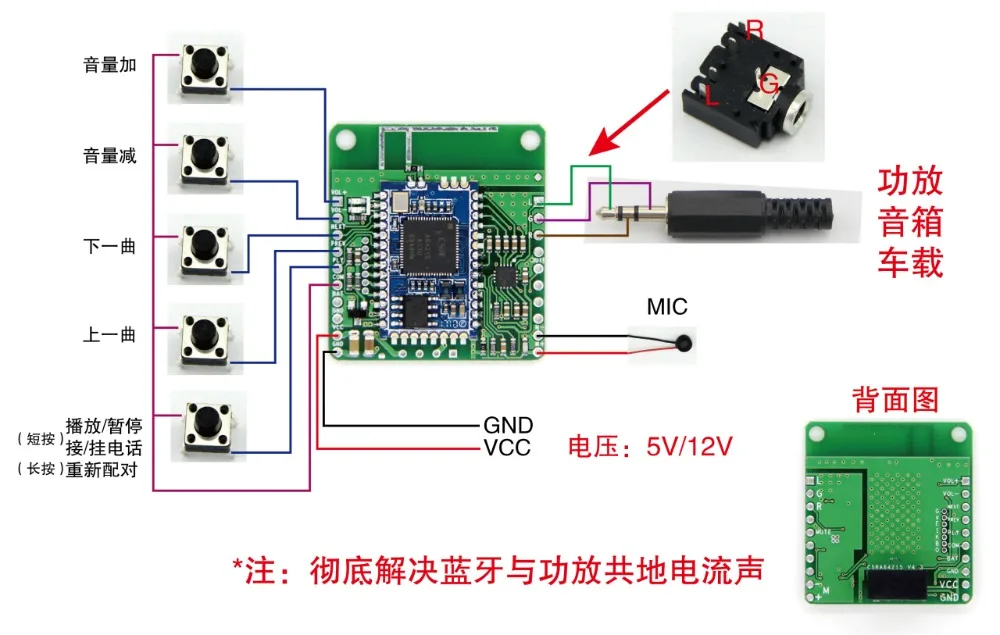 

DC 3.7V 5V 12V CSRA64215 APTXLL lossless music hifi Bluetooth 4.2 receiver board module TWS FOR audio car Amplifier