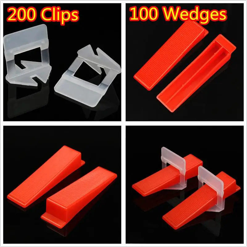 300pcs Plastic Ceramic Tile Leveling System 200 Clips+100 Wedges Tiling Flooring Tools Wedges 1mm Spacer Clips 300pcs Plastic Ceramic Tile Leveling System 200 Clips+100 Wedges Tiling Flooring Tools Wedges 1mm Spacer Clips