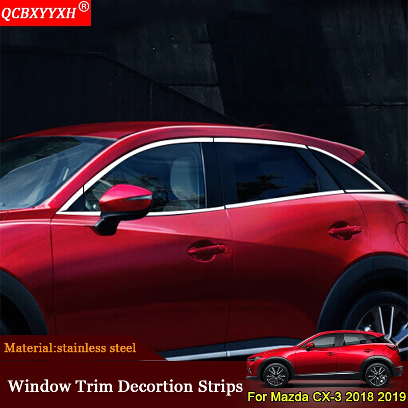 QCBXYYXH Car Styling Car Windows Sequins External Decorations Stickers Auto Door Frame Car Accessories For Mazda CX-3