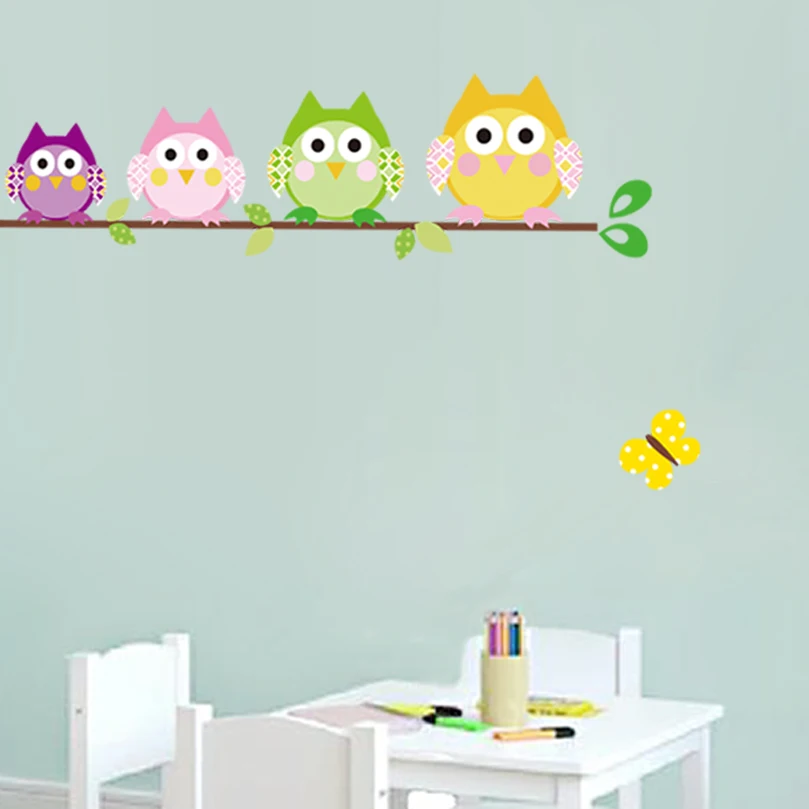 free shipping Cute Owl wall stickers for kids rooms adesivo de parede