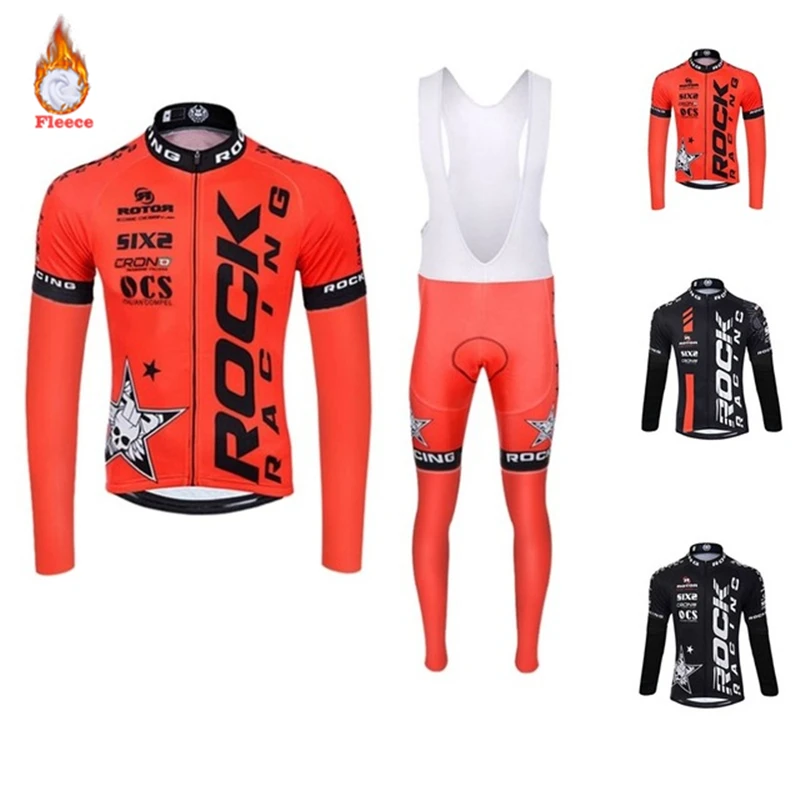 

Pro Team 2019 Rock Cycling Jersey Set Long Sleeve Mountain Bike Clothes Wear Maillot Ropa Ciclismo Men's Winter Cycling Clothing