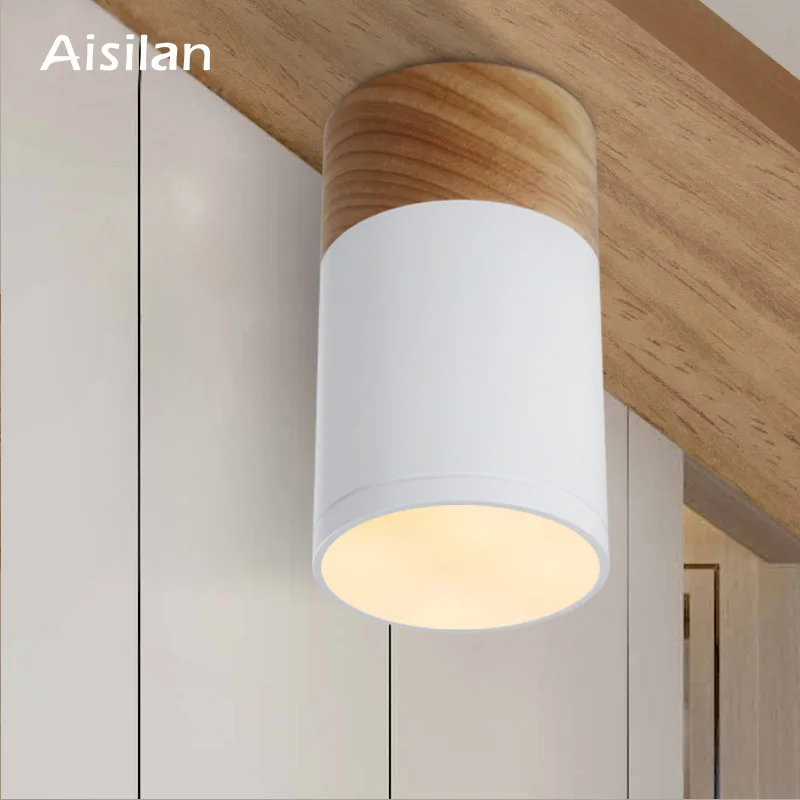 

Aisilan Wooden lighting LED ceiling light Nordic Modern LED down light wood for living room bedroom kitchen corridor AC85-260 5W
