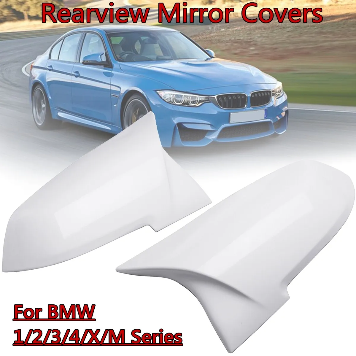 

For BMW 1/2/3/4/X/M Series F20 F21 F22 F23 F87 X1 M2 2012 -2018 Pair White ABS Rearview Mirror Cover Cap