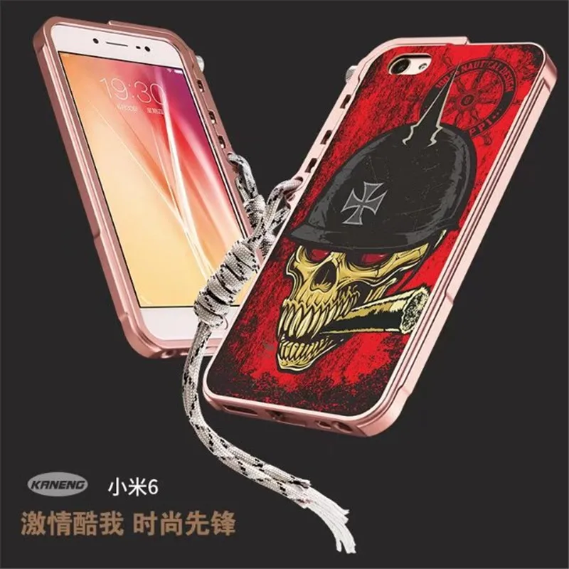 

Cool Fashion 3D Stereo Relief Painting Skeleton Skull Patterned Aluminum Metal Bumper Frame Cover For Xiaomi 6 8 M6 Mi 6 Mi6 MI8