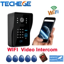 2016 Беспроводной сенсорный водонепроницаемый WI-FI Видео-телефон двери интерком дверной звонок ip cloud p2p android/ios APP разблокировка сигнализации движения