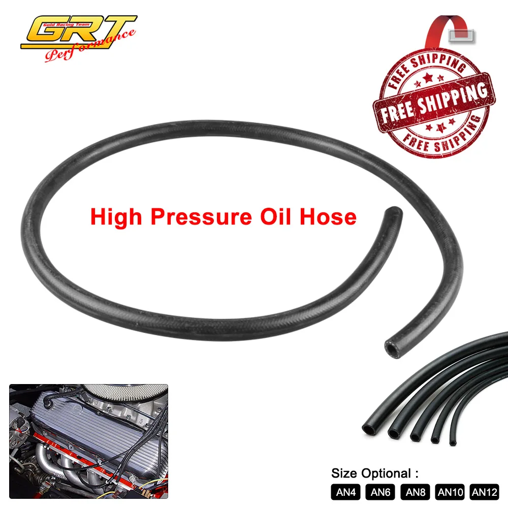 

Free shipping 1M AN4-AN12 Rubber Reinforced Fuel Hose / Engine Unleaded Petrol Oil Line Fuel Pipe Black HF048